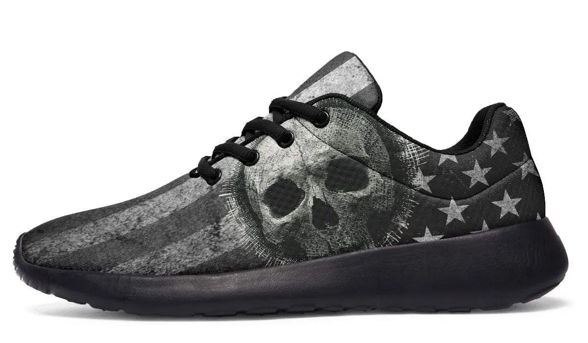 Black And White USA Flag Skull