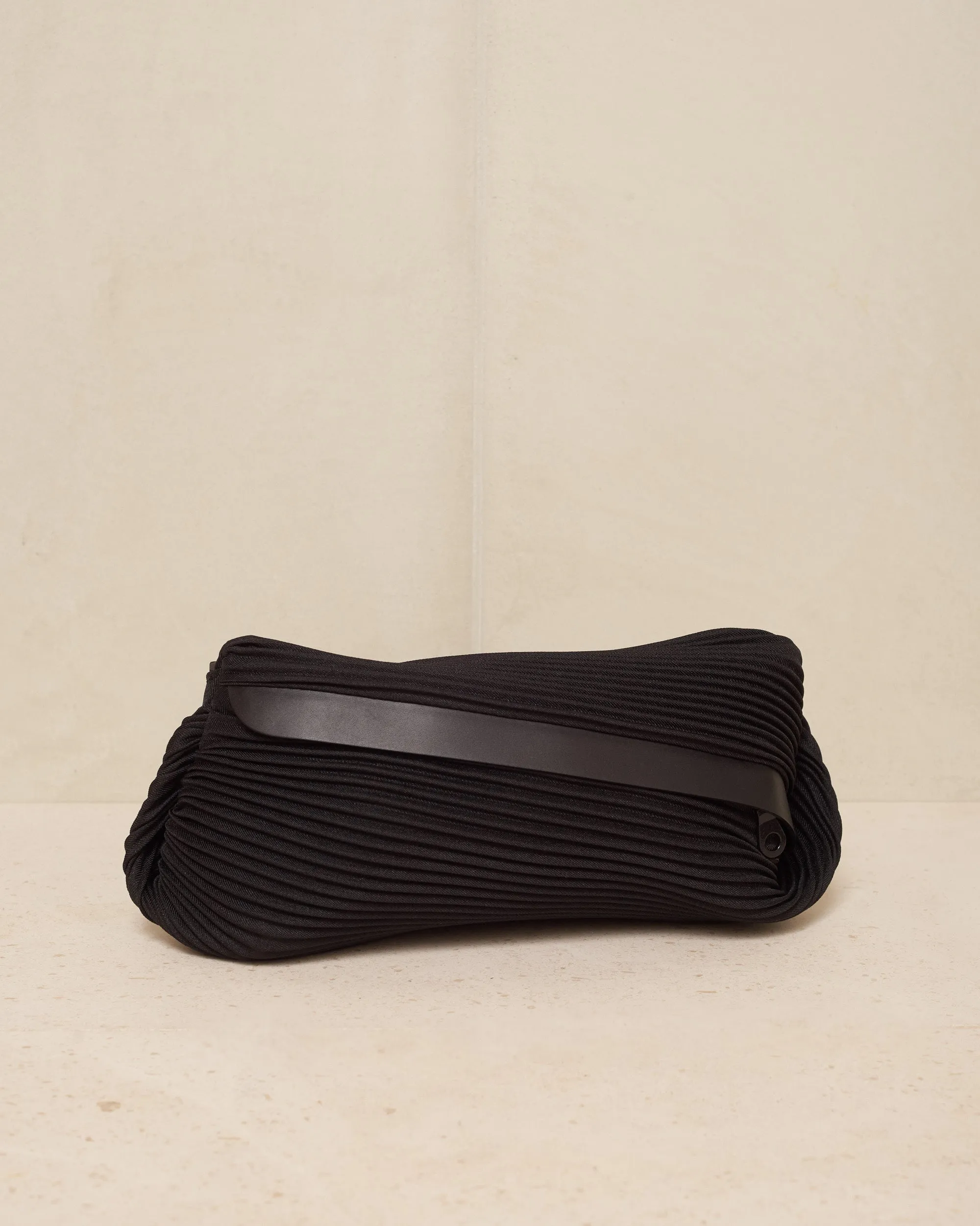 Black Bias Pleats Waistbag