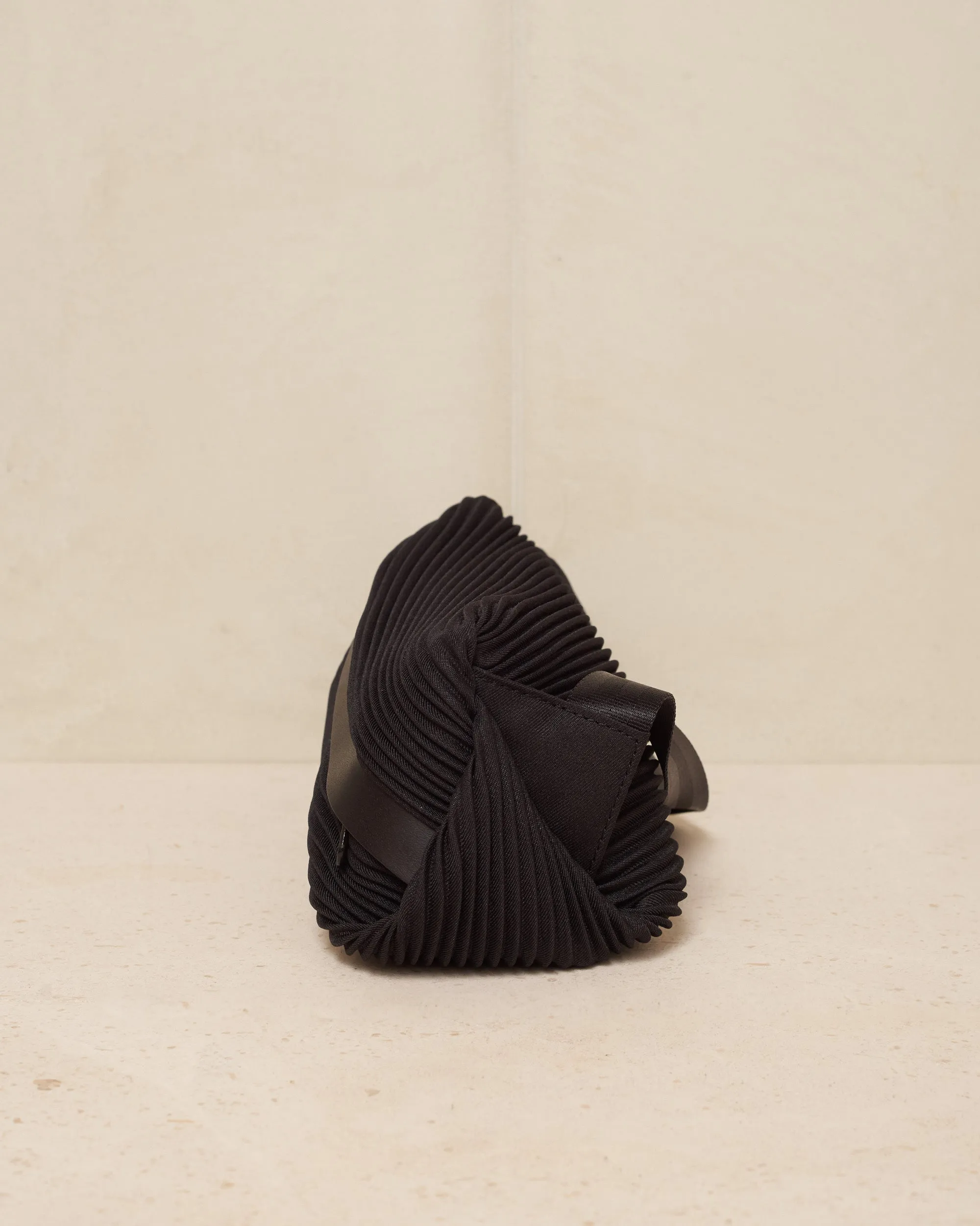 Black Bias Pleats Waistbag