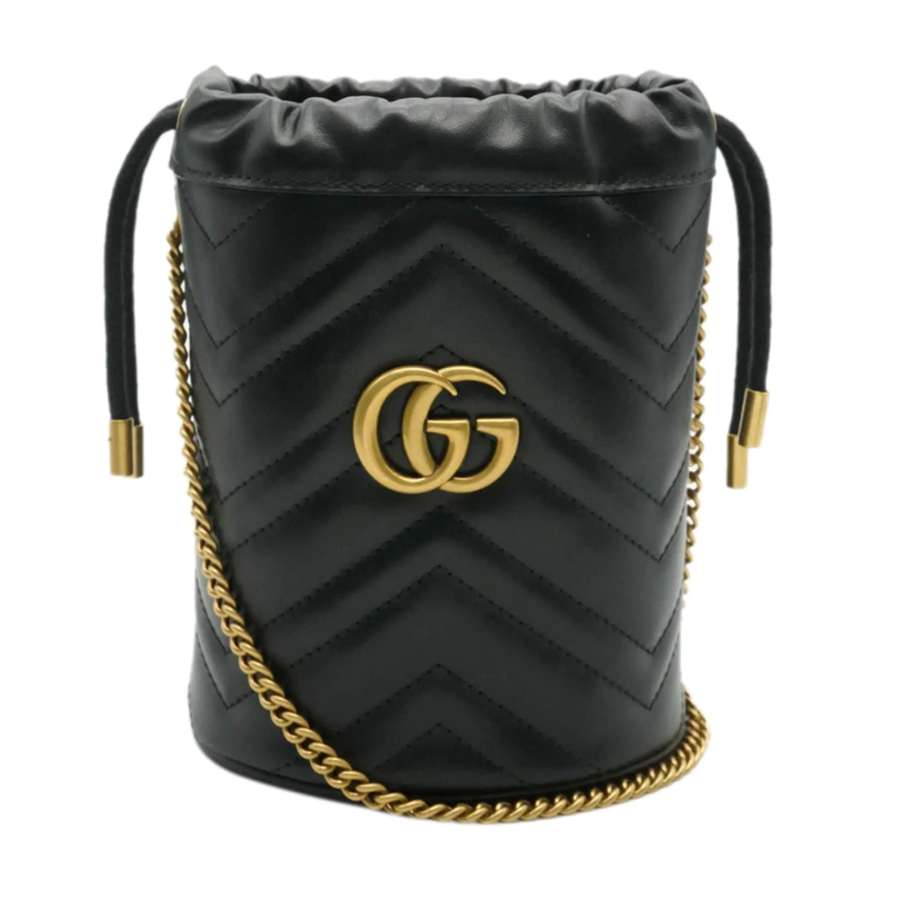 Black Calfskin Matelasse Mini GG Marmont 2.0 Bucket Bag