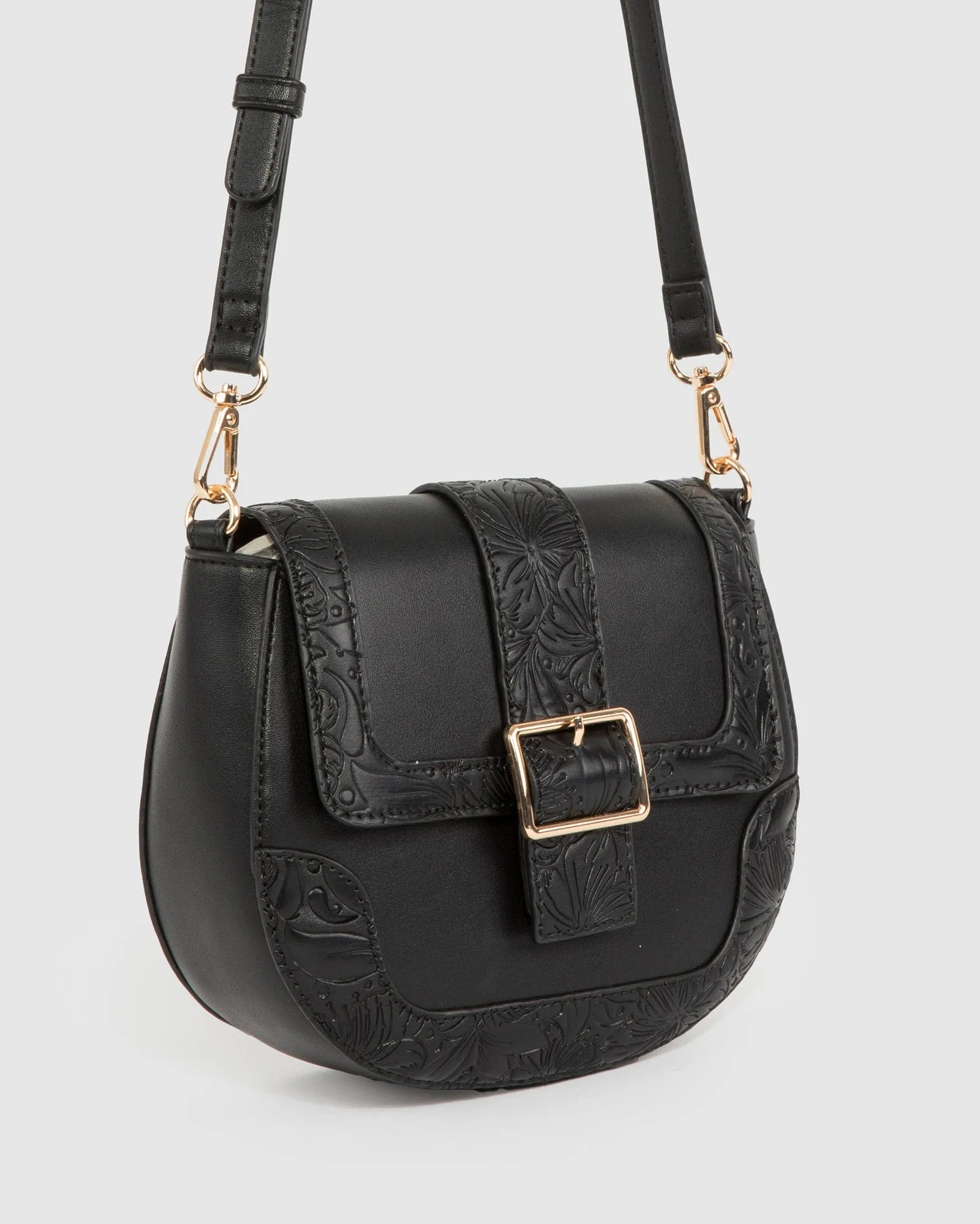 Black Kiara Buckle Crossbody Bag