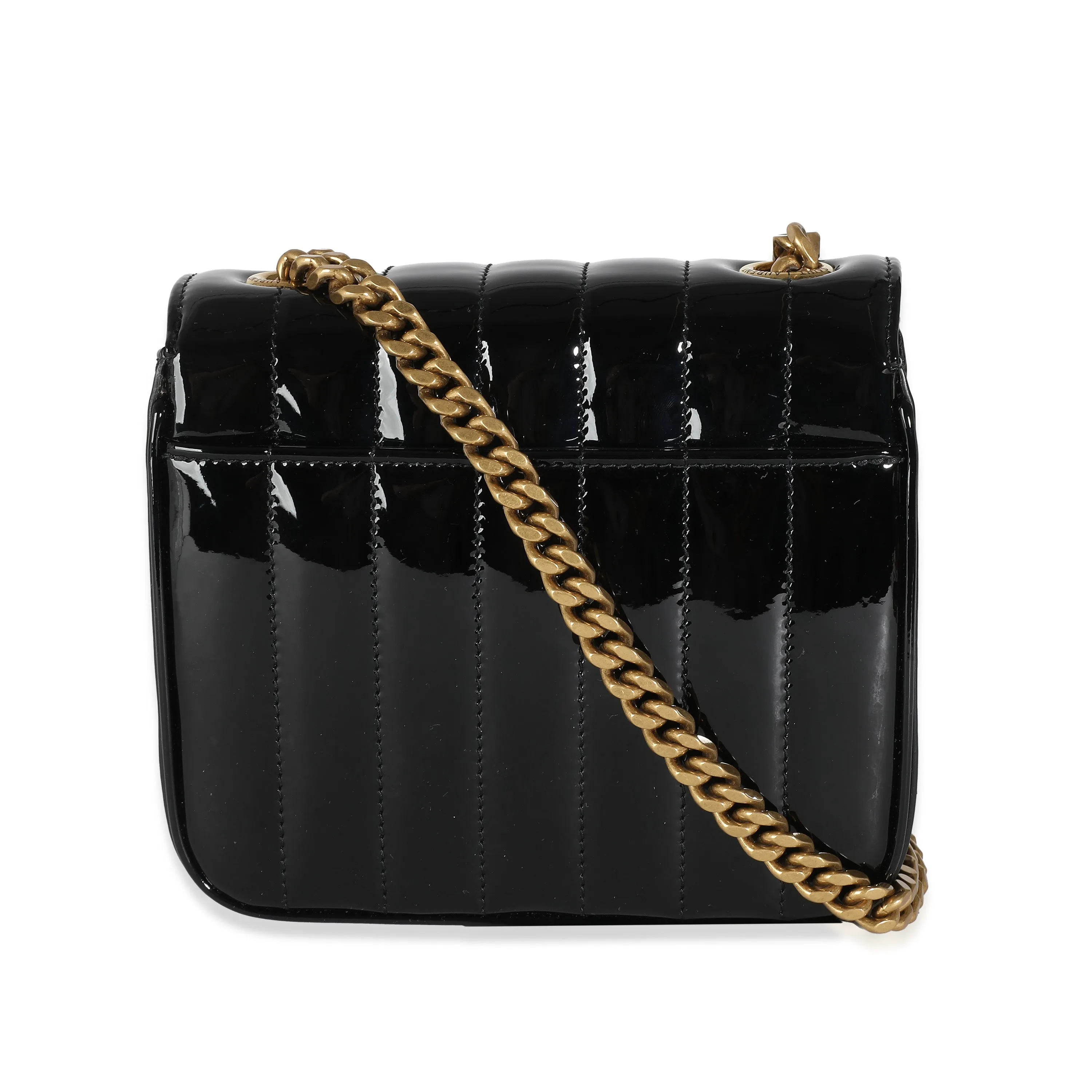 Black Patent Calfskin Matelasse Monogram Small Vicky Chain Bag