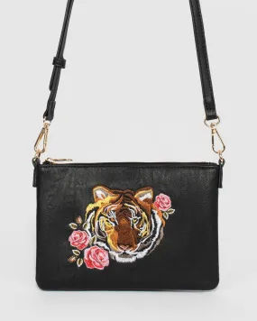 Black Peta Tiger Crossbody Bag