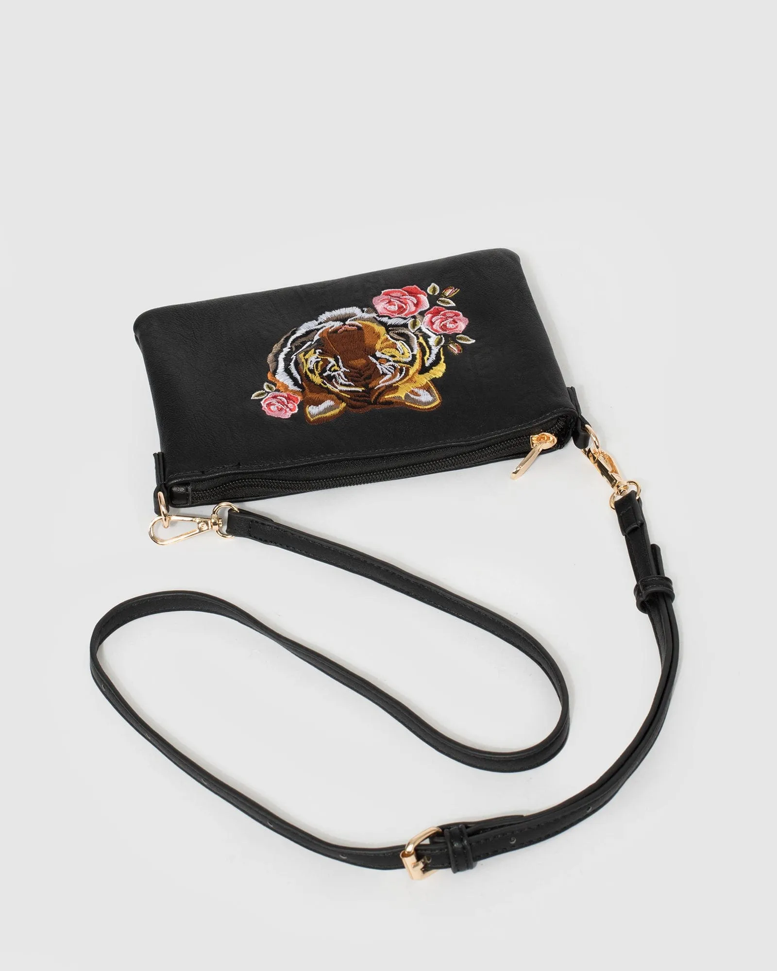 Black Peta Tiger Crossbody Bag