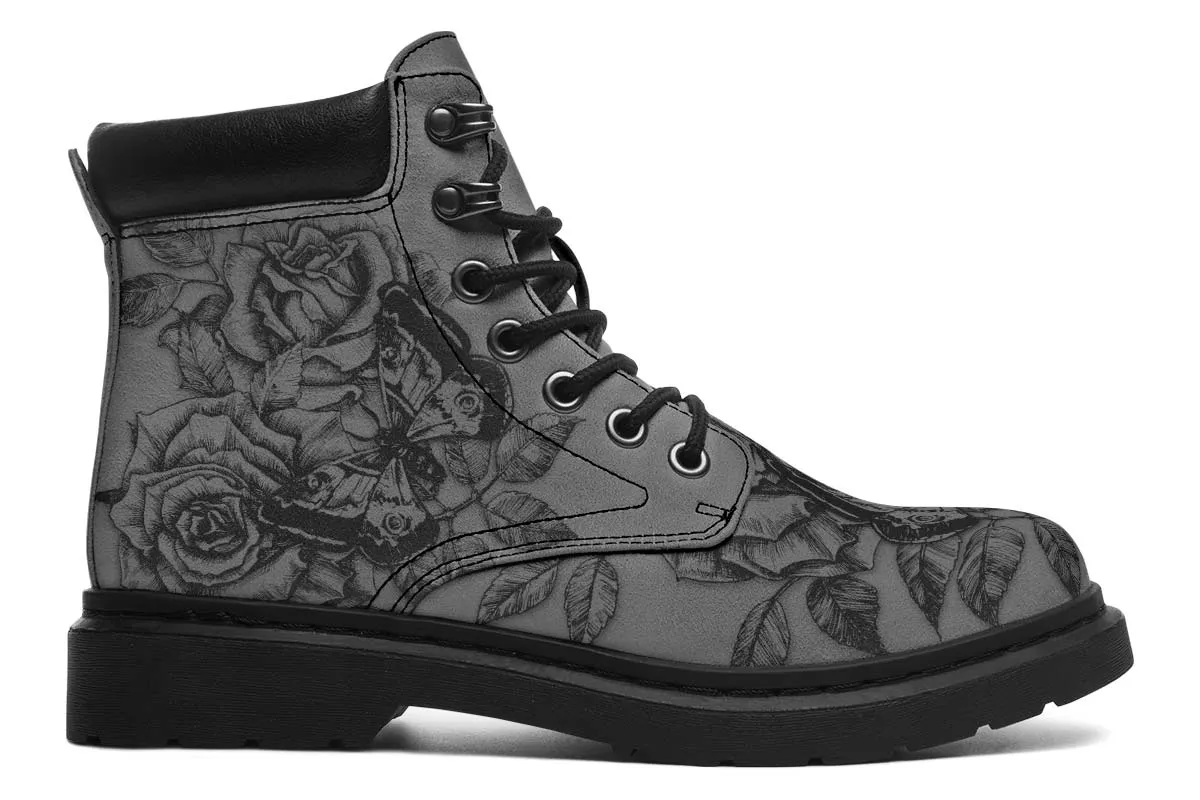 Butterfly And Rose Grey