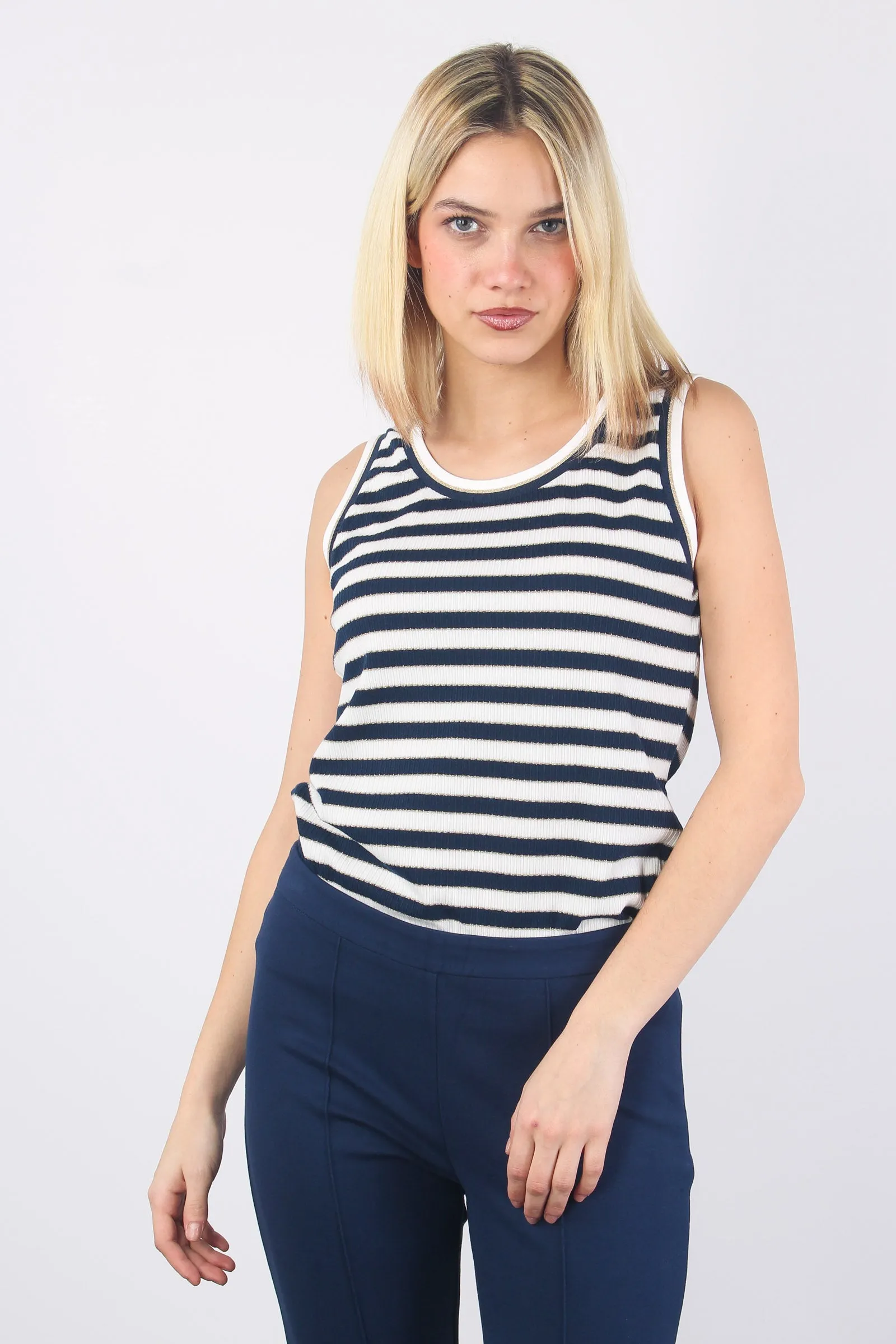 Canotta Canettata Riga Blue/ivory