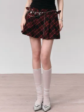 Checkered Pleated A-line Skirt