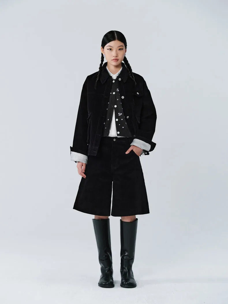 Corduroy Retro Casual Simple Jacket&Short-Pants