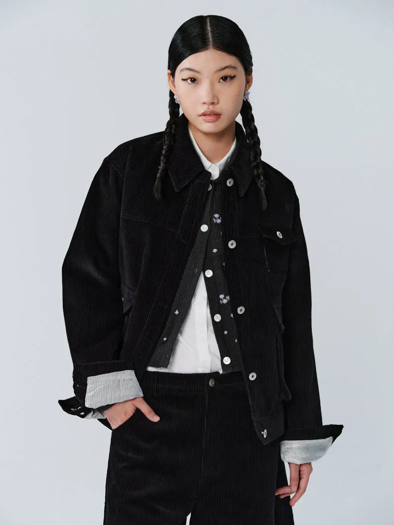 Corduroy Retro Casual Simple Jacket&Short-Pants