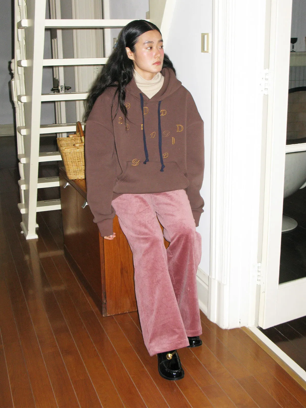 Corduroy Straight Simple Pink Retro Color-Pants