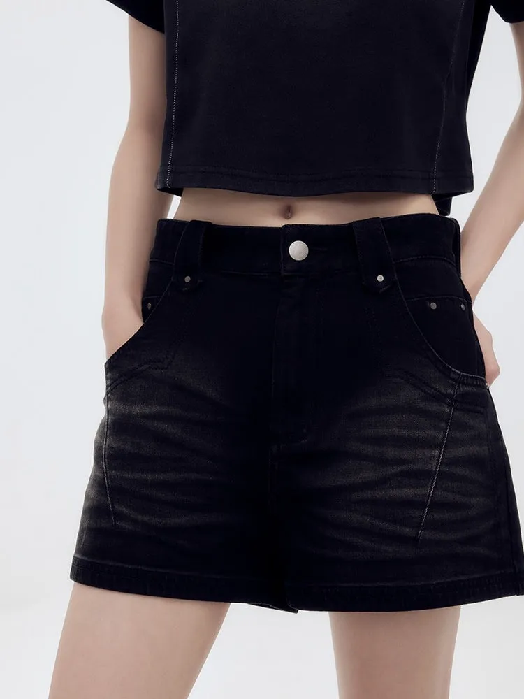 Faded Denim Casual Short-Pants