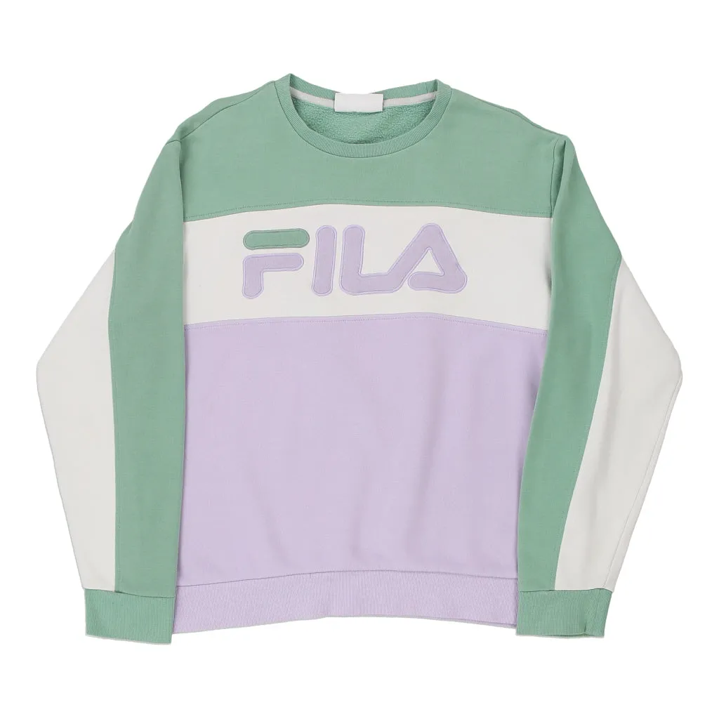 Fila Spellout Sweatshirt - Medium Block Colour Cotton Blend