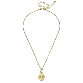 Gold Multi Cross on Beaded Chain Necklace