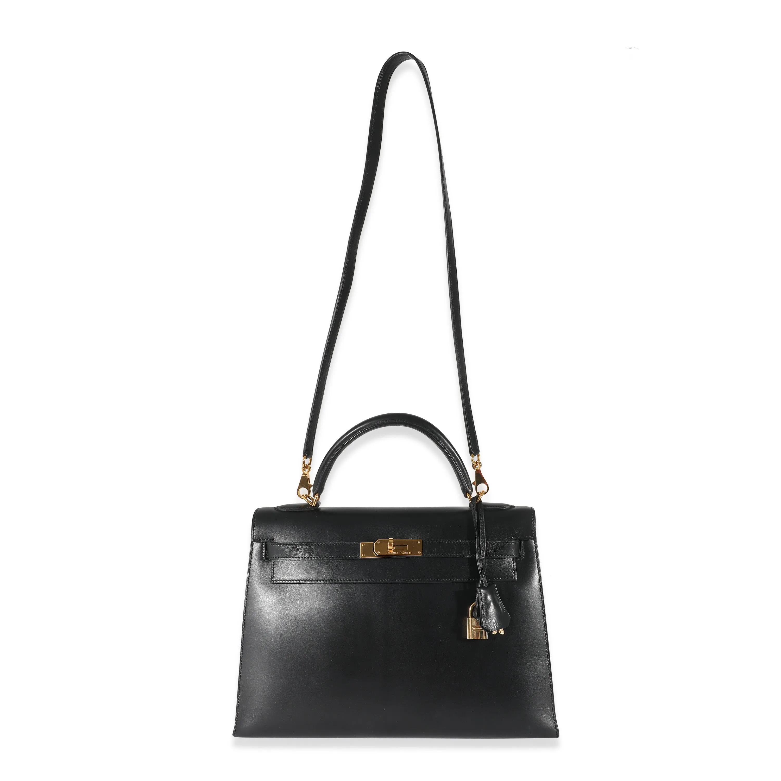 Hermès Vintage Black Box Sellier Kelly 32 GHW