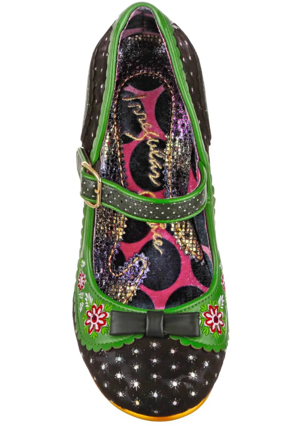 Irregular Choice Flower Flouce Floral 50's Pumps Black Green