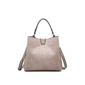 JEN & CO TATI SATCHEL TAUPE VEGAN CROCODILE
