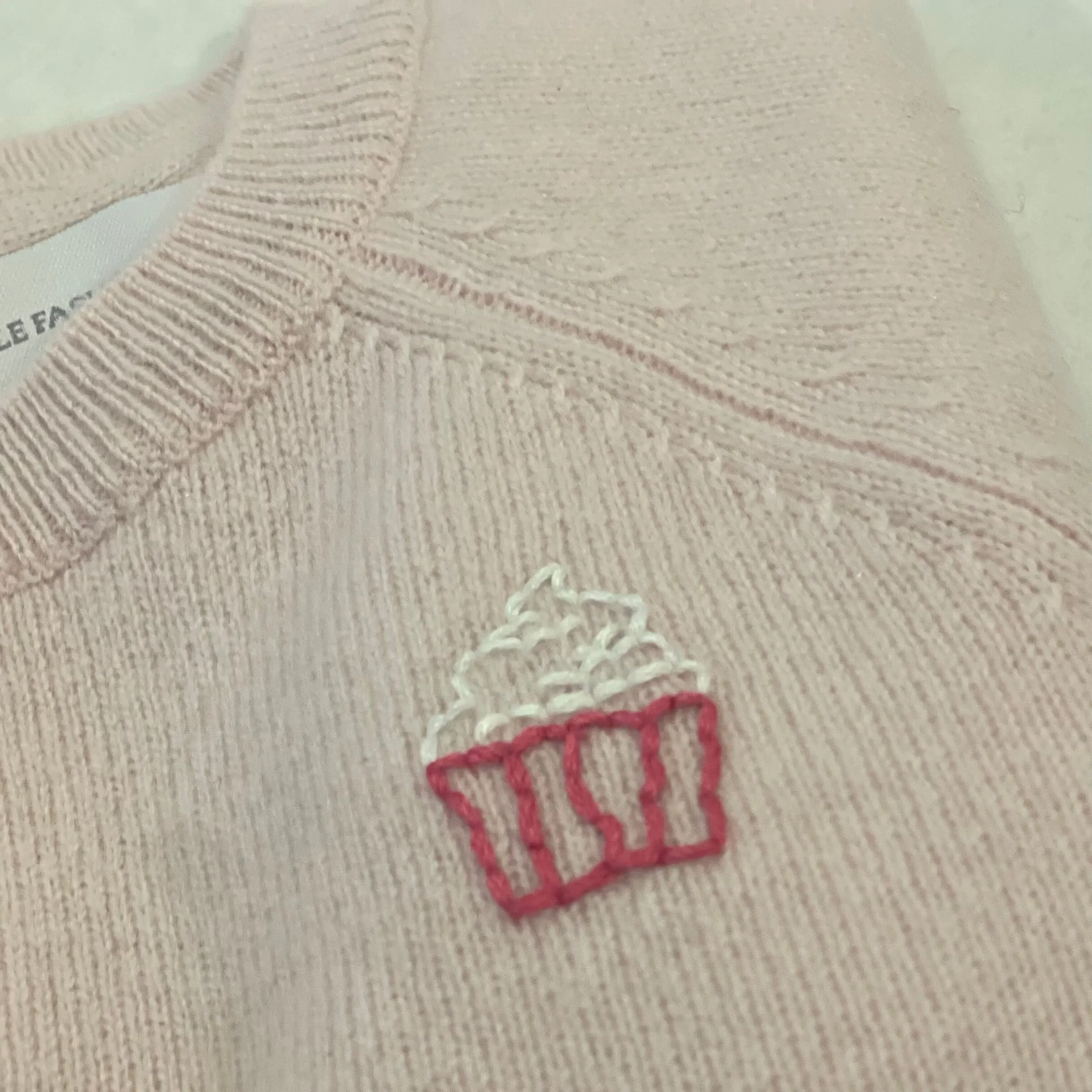 Le Fasheri Pink Cashmere Hand Embroidered Cupcake Sweater