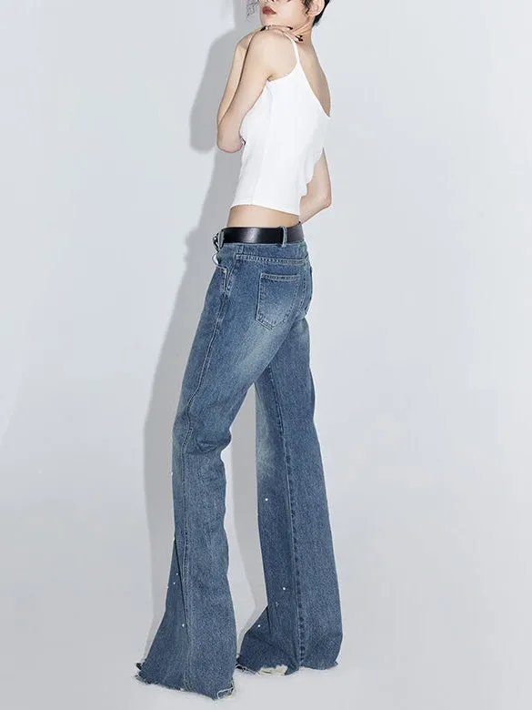 Micro-flared High-waist Denim Pants