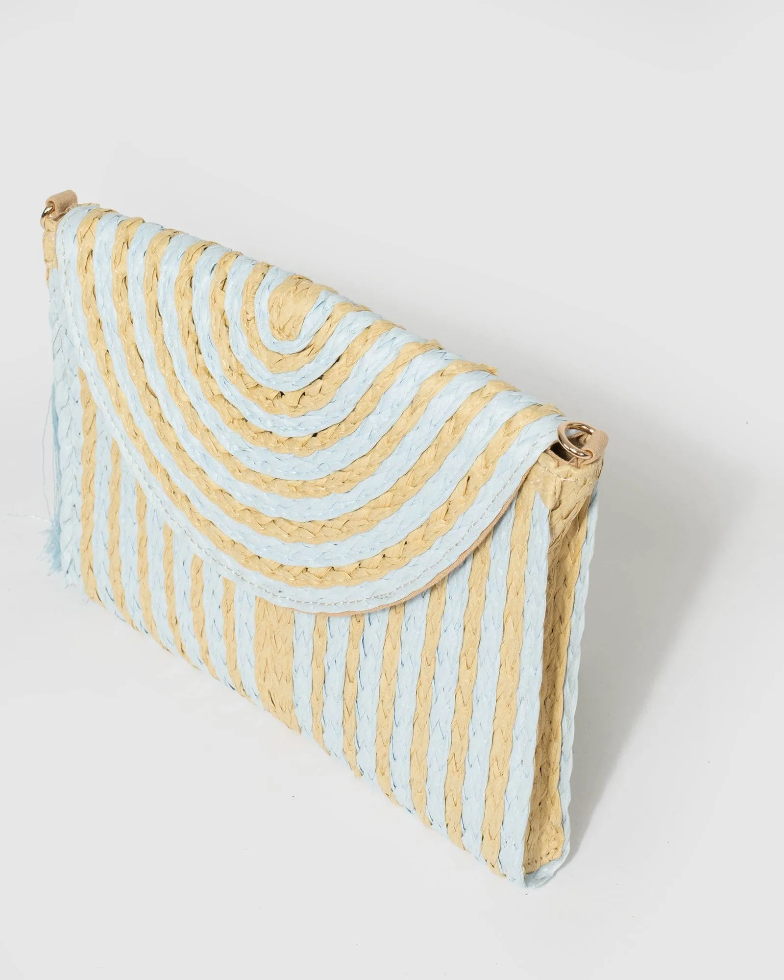 Natural Alessandria Tassel Clutch Bag