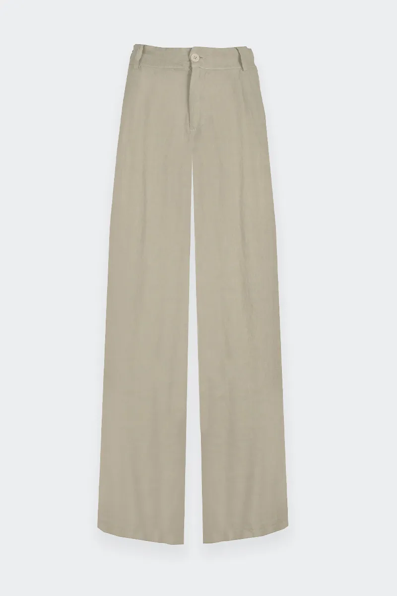 PANTALONE PALAZZO BEIGE IN LINO