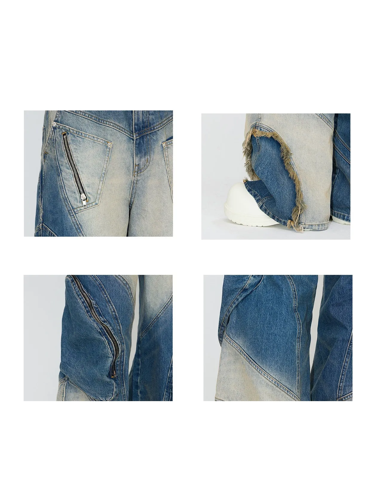 Pockets Rinse-dyed Work Jeans