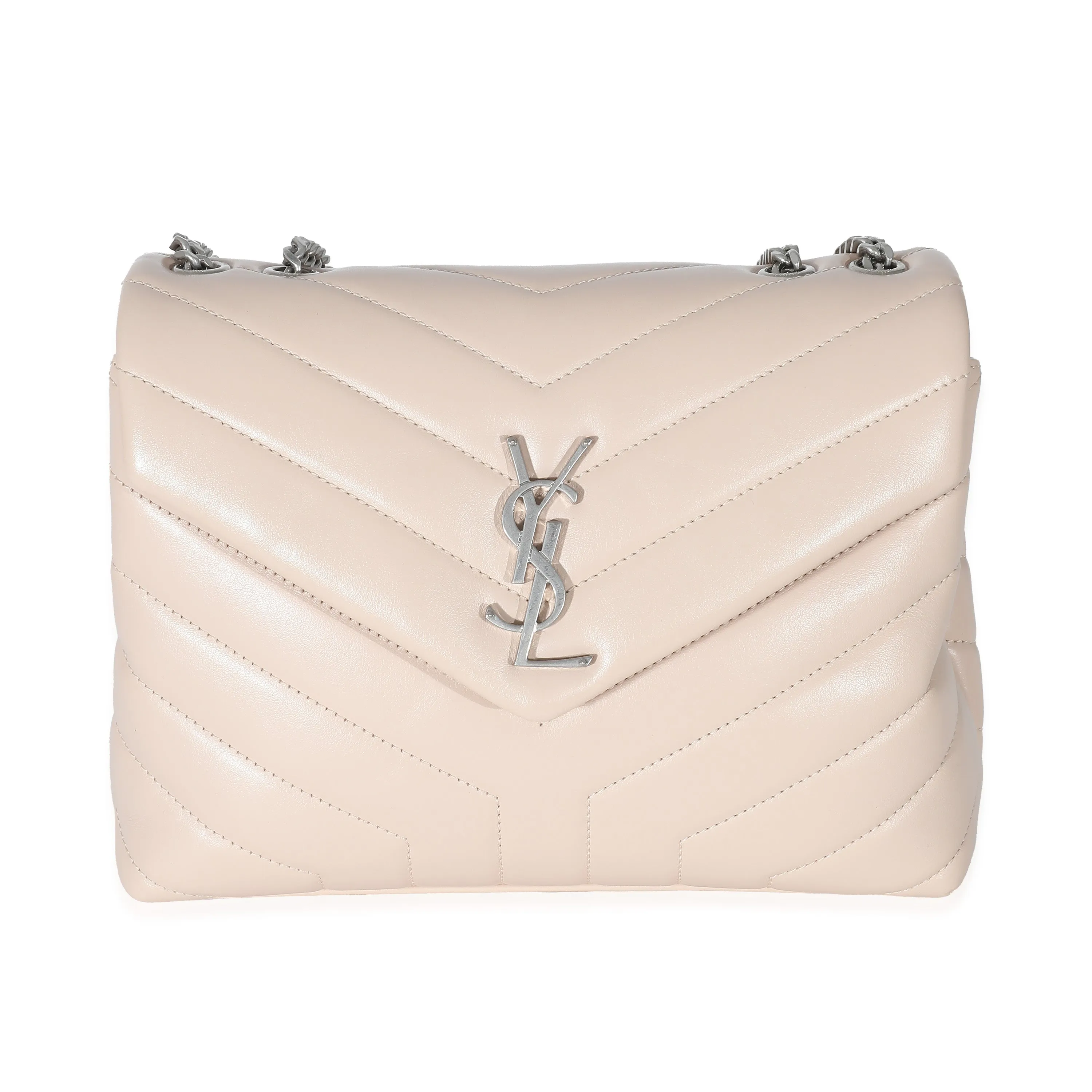 Saint Laurent Pale Pink Quilted Calfskin Y Quilted Monogram Small Loulou