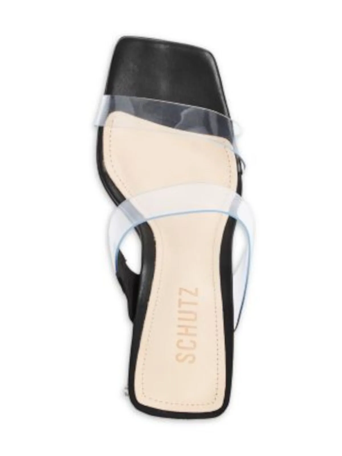 SCHUTZ Womens Clear Translucent Padded Goring Embellished Ariellen Square Toe Slip On Dress Heeled B
