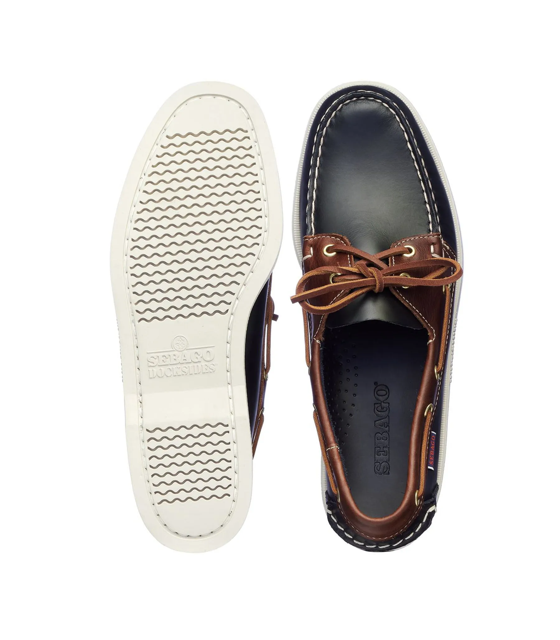Sebago Mocassino Docksides Portland Waxy Lea Blu/marrone Uomo