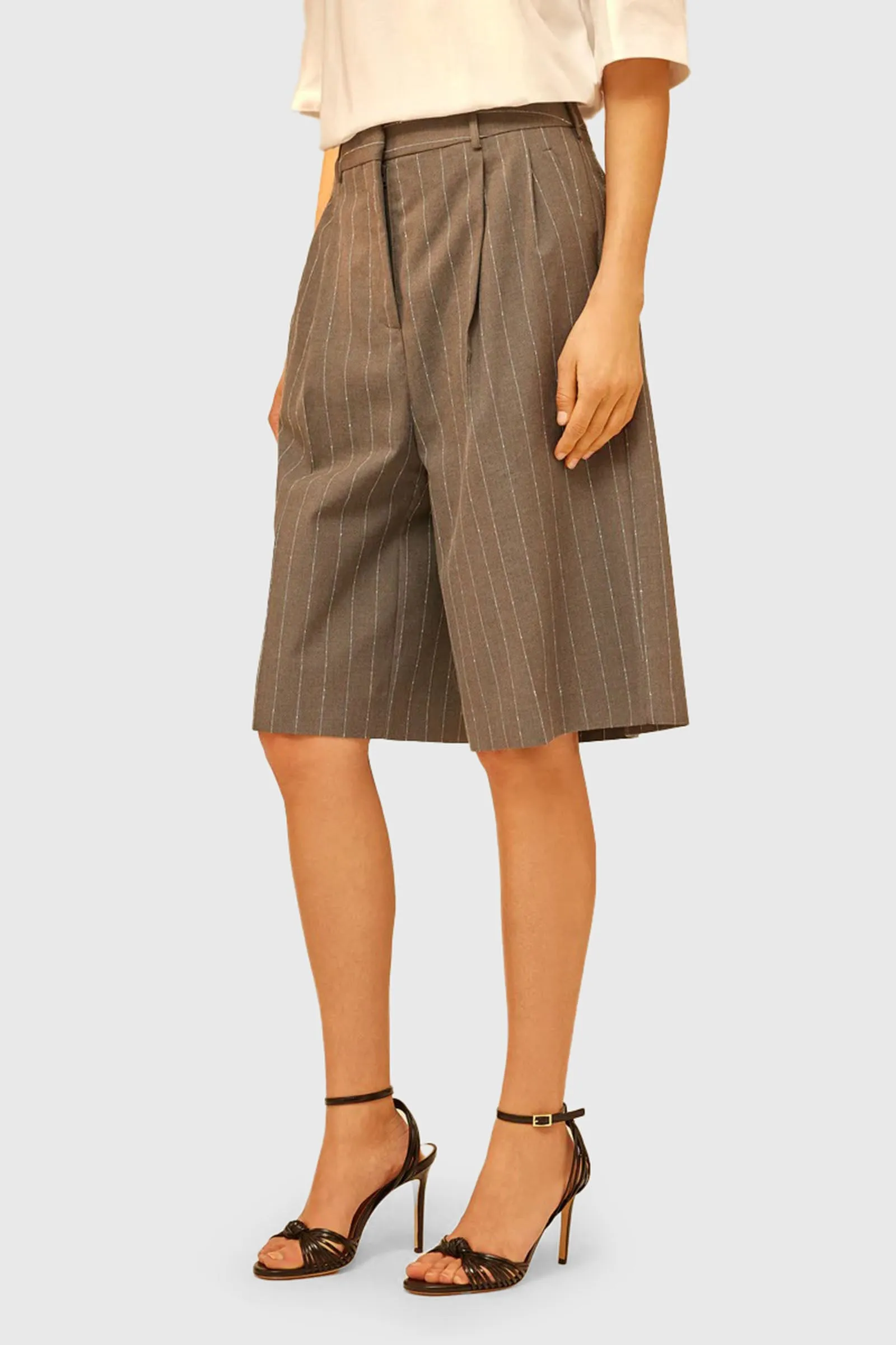 Semicouture Bermuda Ellen In Gessato Bouclé Grigio Donna