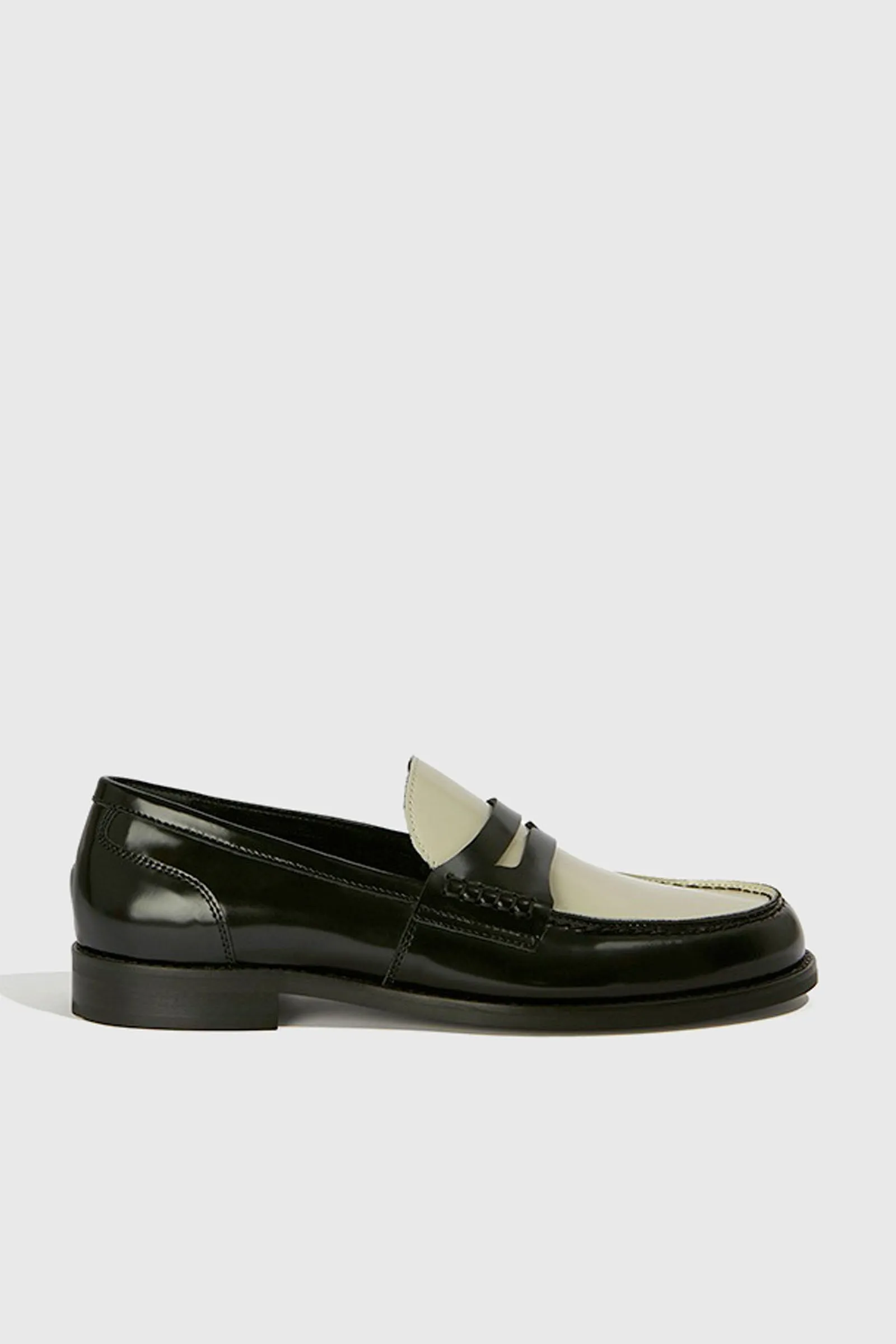 Semicouture Mocassino Bicolore Nero/Panna Pelle/Gomma