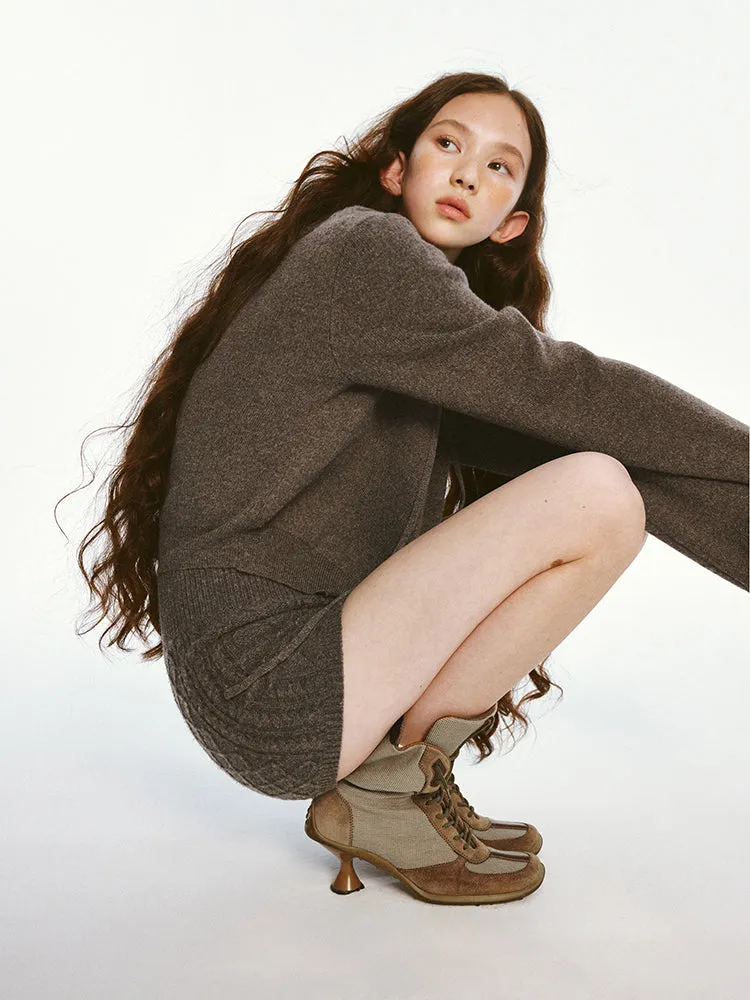 Sporty Cut-out Design Knitted Hoodie & Short Pants