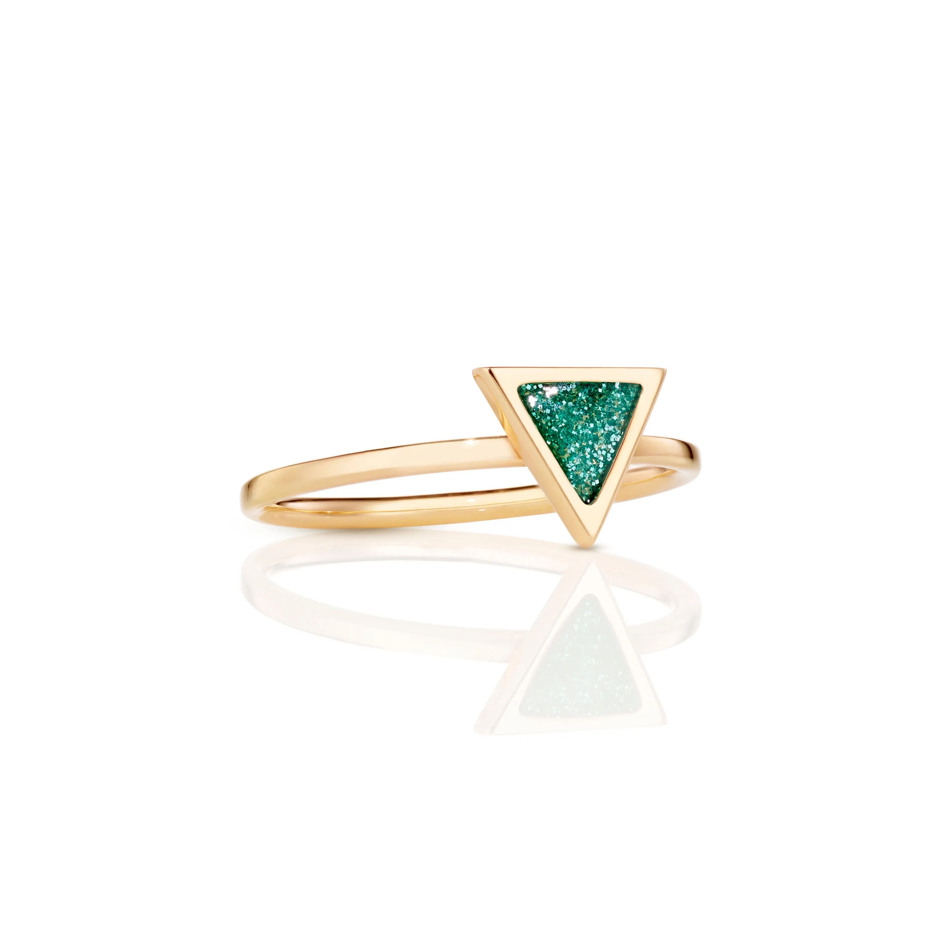 Triangle sticker ring yellow gold with enamel