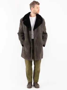 Vintage 70's Men Sheepskin Shearling Coat in Gray